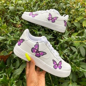 PURPLE BUTTERFLY Nike Air Force 1s